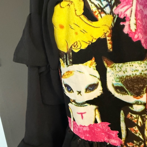 Crazy cat alien sheer ruffled XL (see measurements) Printed Women's Dress EUC - Picture 5 of 16